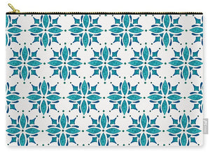 Teal Watercolor Tile Pattern - Carry-All Pouch
