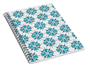 Teal Watercolor Tile Pattern - Spiral Notebook