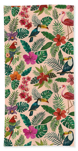 Tropical Bird Pattern - Beach Towel