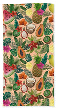 Load image into Gallery viewer, Tropical Fruit and Flowers Pattern - Bath Towel