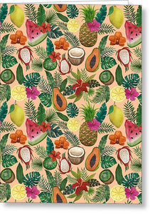 Tropical Fruit and Flowers Pattern - Greeting Card