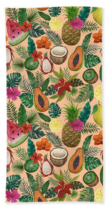Tropical Fruit and Flowers Pattern - Bath Towel