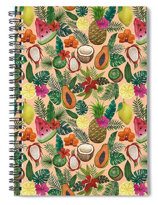 Tropical Fruit and Flowers Pattern - Spiral Notebook
