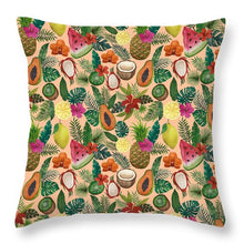 Load image into Gallery viewer, Tropical Fruit and Flowers Pattern - Throw Pillow