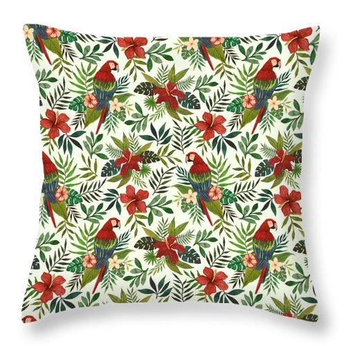 Tropical Parrot Pattern - Throw Pillow