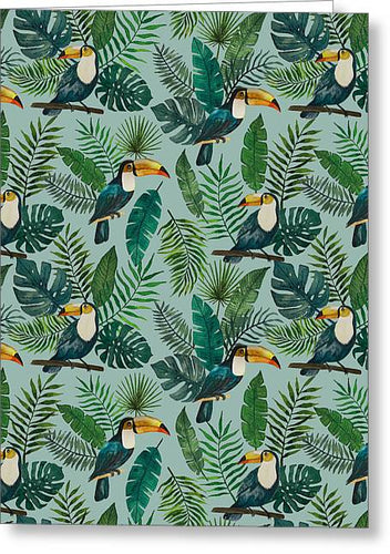 Tropical Toucan Pattern - Greeting Card