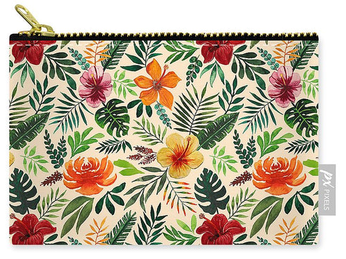 Tropical Watercolor Floral Pattern - Carry-All Pouch