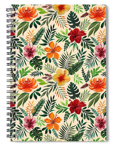 Tropical Watercolor Floral Pattern - Spiral Notebook