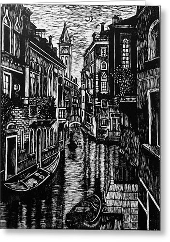 Venice At Night - Greeting Card