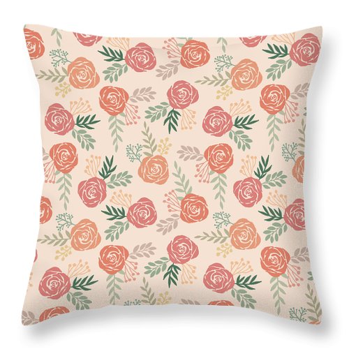 Warm Floral Pattern - Throw Pillow