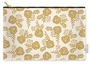 Warm Gold Floral Pattern - Carry-All Pouch