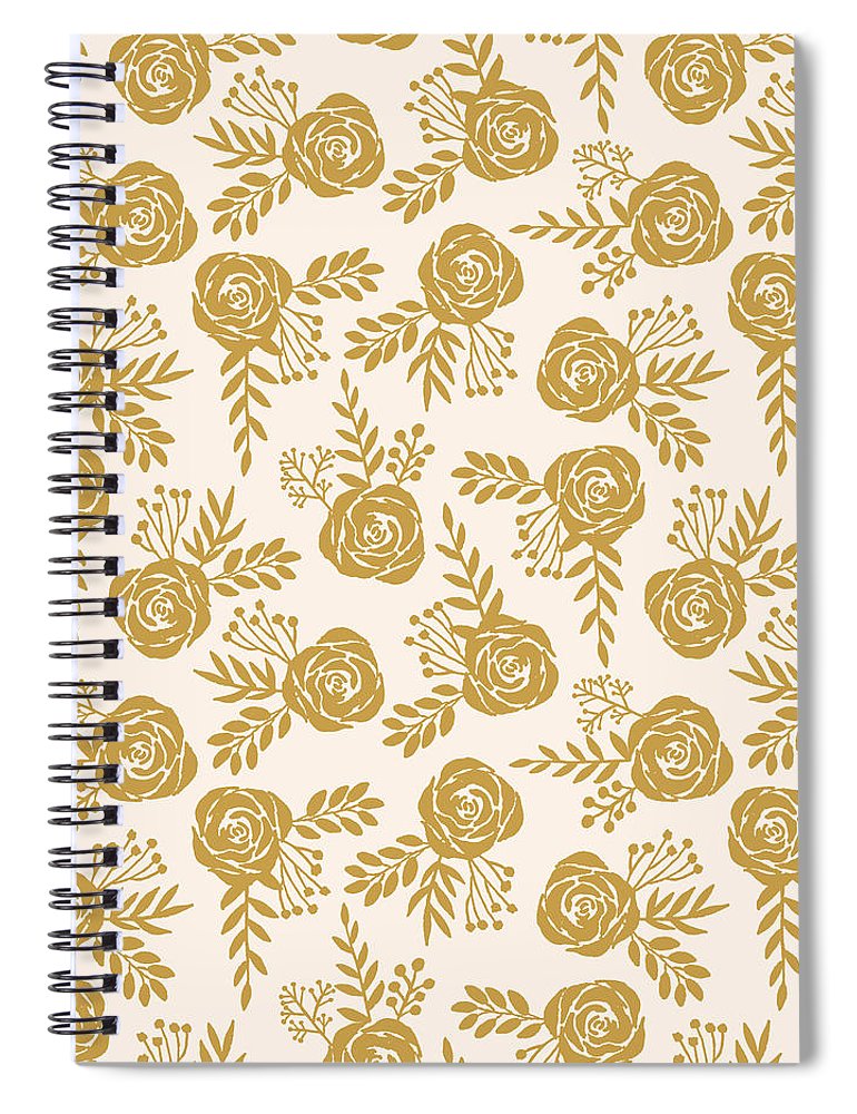 Warm Gold Floral Pattern - Spiral Notebook