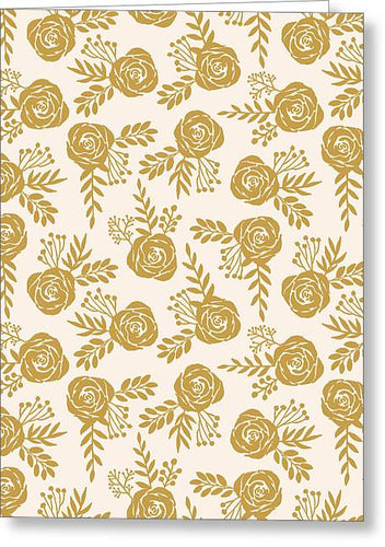 Warm Gold Floral Pattern - Greeting Card