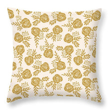 Load image into Gallery viewer, Warm Gold Floral Pattern - Throw Pillow