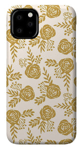 Warm Gold Floral Pattern - Phone Case