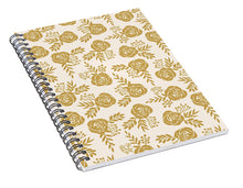 Load image into Gallery viewer, Warm Gold Floral Pattern - Spiral Notebook