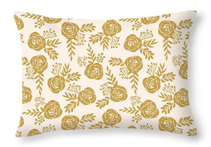 Warm Gold Floral Pattern - Throw Pillow