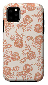 Warm Orange Floral Pattern - Phone Case