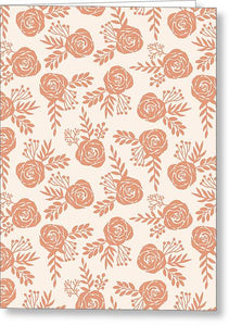 Warm Orange Floral Pattern - Greeting Card