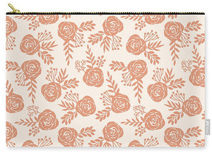 Warm Orange Floral Pattern - Carry-All Pouch