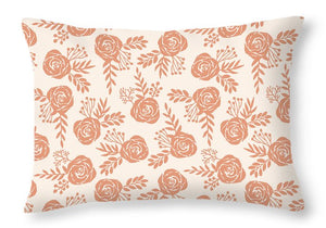 Warm Orange Floral Pattern - Throw Pillow