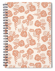 Warm Orange Floral Pattern - Spiral Notebook