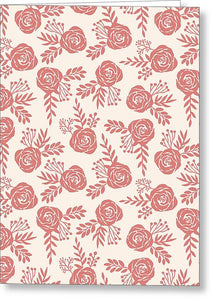 Warm Pink Floral Pattern - Greeting Card