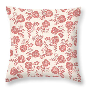 Warm Pink Floral Pattern - Throw Pillow