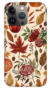 Watercolor Floral Pumpkin, Leaves, and Berries - Phone Case