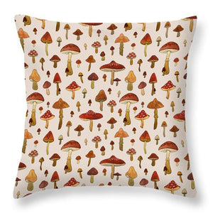 Watercolor Mushroom Pattern - Throw Pillow