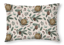 Load image into Gallery viewer, Winter Branches, Berries and Pine Cones - Throw Pillow