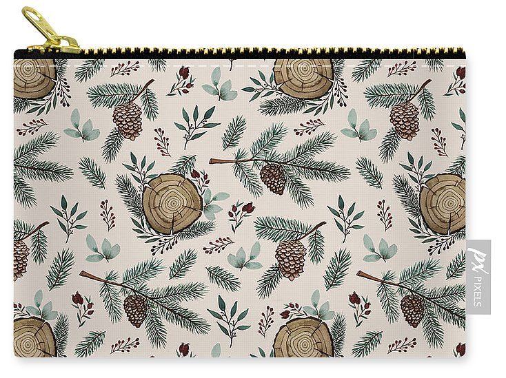 Winter Branches, Berries and Pine Cones - Carry-All Pouch
