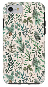 Winter Eucalyptus and Berry Pattern - Phone Case