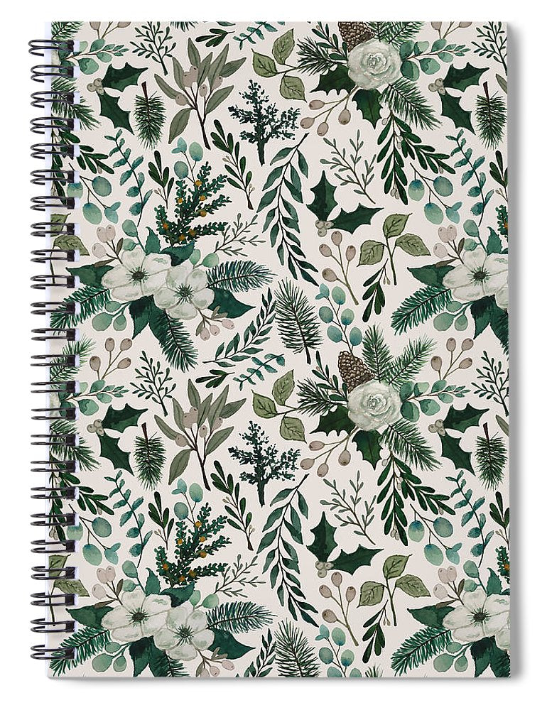 Winter Floral Pattern - Spiral Notebook