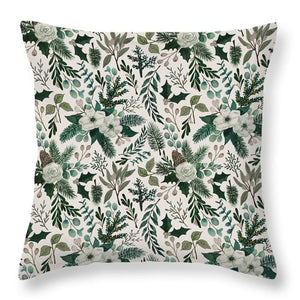 Winter Floral Pattern - Throw Pillow