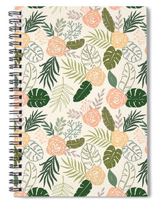 Yellow and Green Tropical Floral Patten - Spiral Notebook